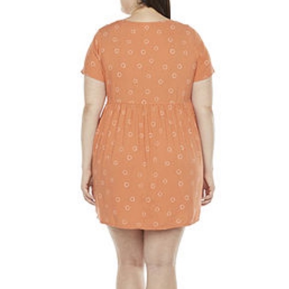 a.n.a. Short Sleeve, V-Neck T-Shirt Dress, Marmalade Orange |3X - Picture 2 of 11